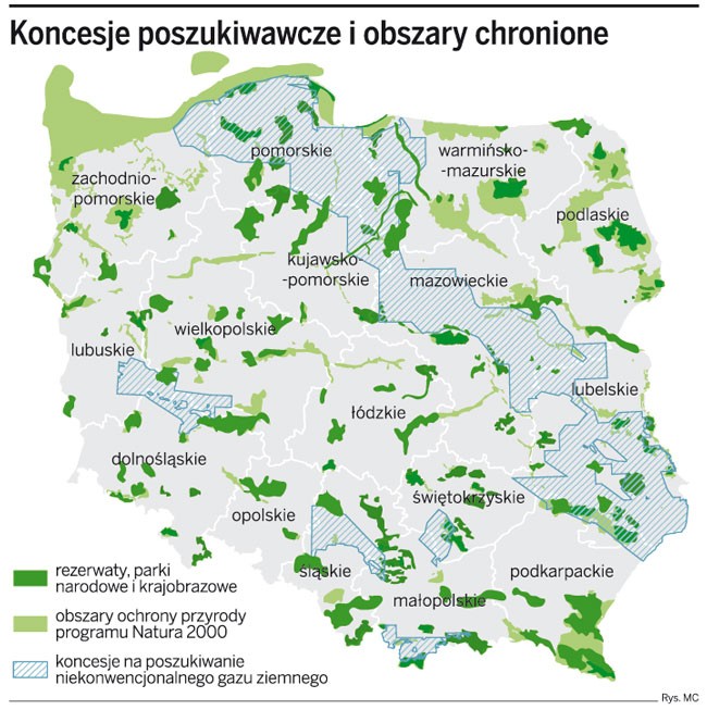 Koncesje poszukiwawcze i obszary chronione