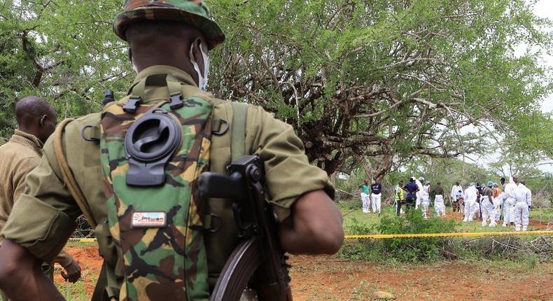 Kenya police officers stand guard.Stringer/Reuters