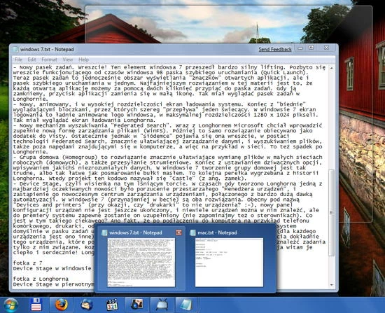Nowy pasek zadań w Windows 7. Ikonki otwartych programów mają ramki