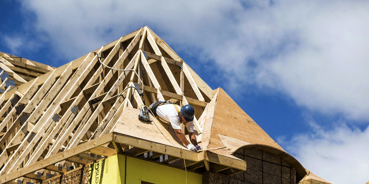 A new house being built in a suburb located north of Toronto.