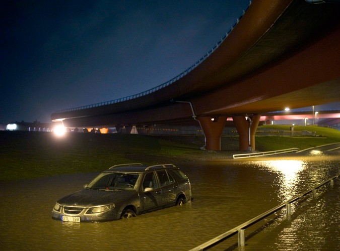 Szwecja, zalane drogi w Goeteborgu