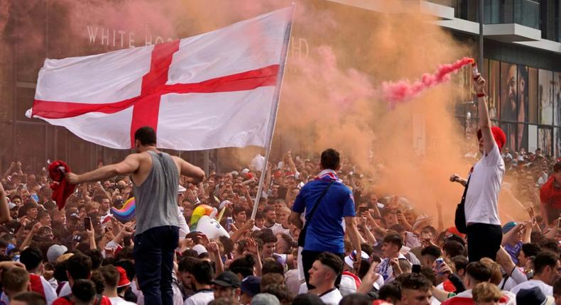 England fans outside Wembley ahead of the Euro 2020 final Creator: Niklas HALLE'N