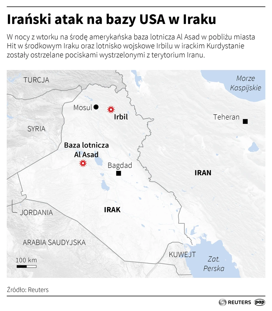 Irański atak na amerykańskie bazy wojskowe.