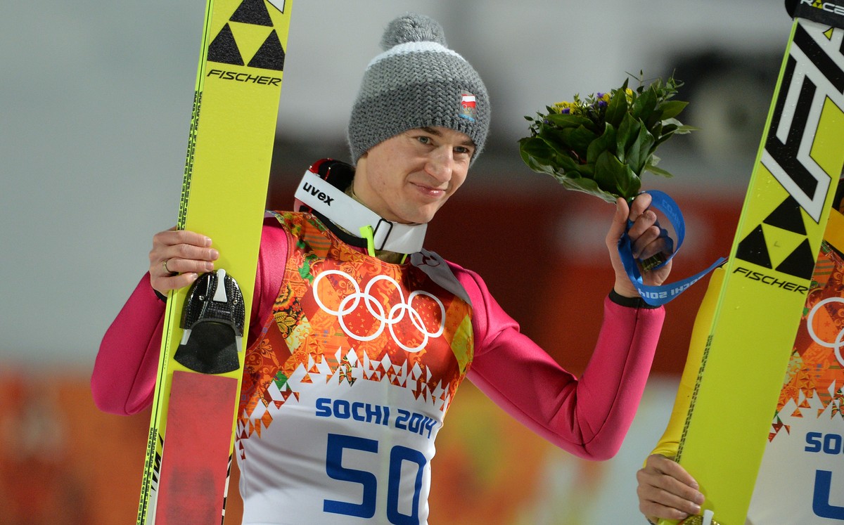 Kamil Stoch cieszy się ze zwycięstwa w Soczi