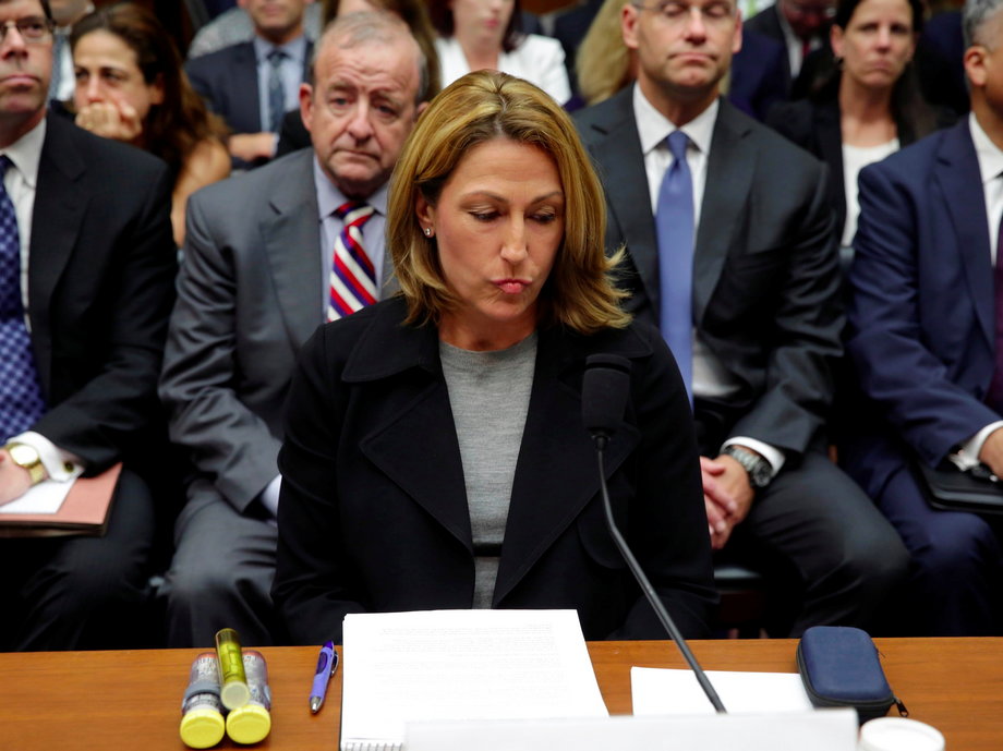 Mylan CEO Heather Bresch waiting to testify before a House Oversight and Government Reform Committee hearing at the Capitol in Washington, DC, on September 21.