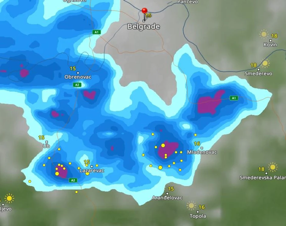 Nevreme u 17 časova pogodiće okolinu Beograda