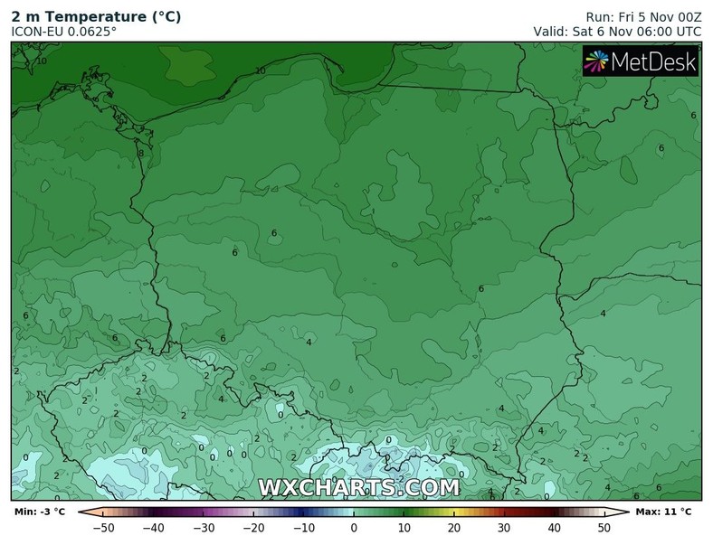 Sobotni poranek na krańcach południowych przyniesie przymrozki