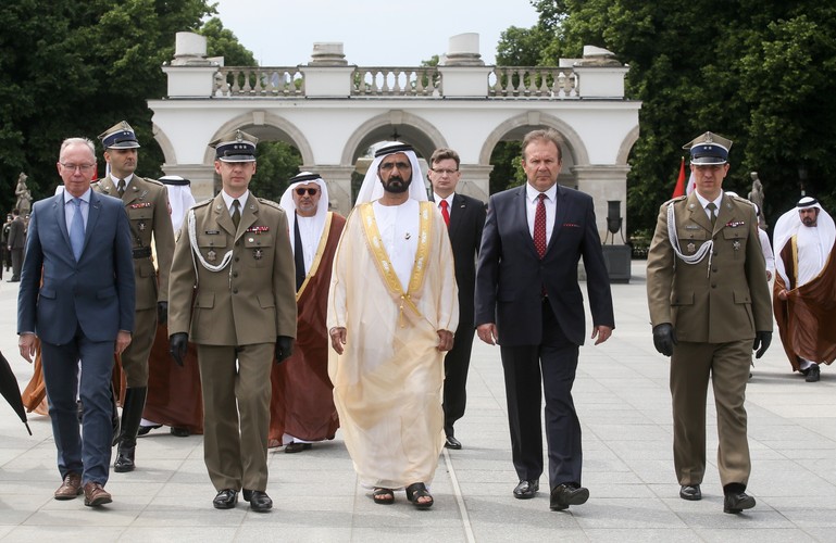 Wiceprezydent i premier Zjednoczonych Emiratów Arabskich emir Dubaju szejk Mohammed bin Rashid Al-Maktoum z wizytą w Polsce