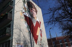 Mural Włodzimierza Smolarka przy stadionie Widzewa Łódź