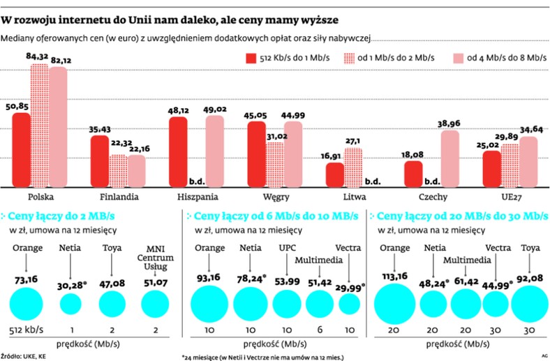 W rozwoju internetu do Unii nam daleko, ale ceny mamy wyższe