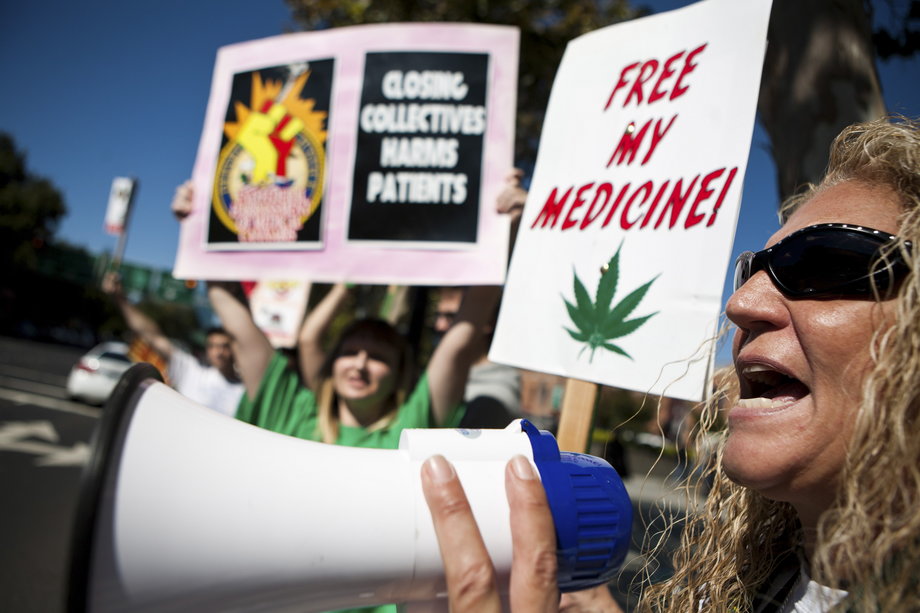 Pro-medical-marijuana protestors in California.
