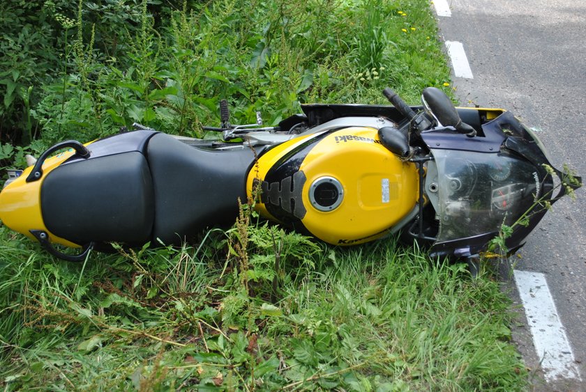 Motocyklista zderzył się z bocianem