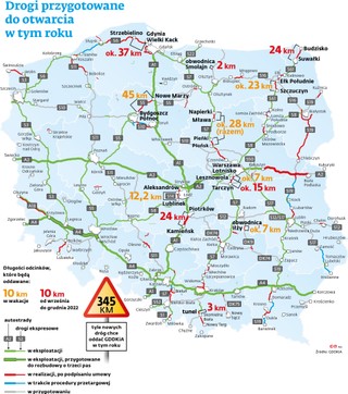 <p>Drogi przygotowane do otwarcia w tym roku</p>
