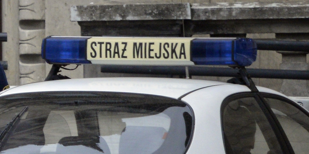 Strażnicy miejscy pilnują komendanta Zbigniew Leszczyńskiego