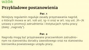 Przyznawanie nagród - przykładowe postanowienie