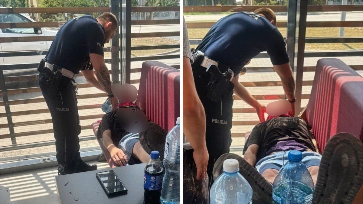 Nagle taki widok na stacji benzynowej. Spocony, słaniał się na nogach. Natychmiast ruszyli