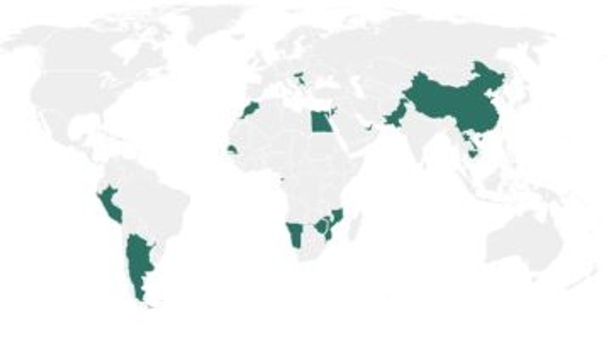 Mapa država koje koriste Sinofarmovu vakcinu