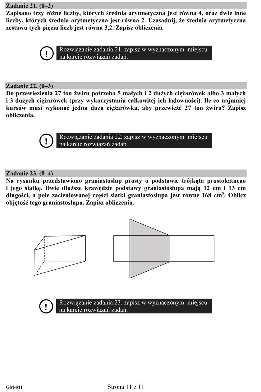 Egzamin gimnazjalny 2017: matematyka