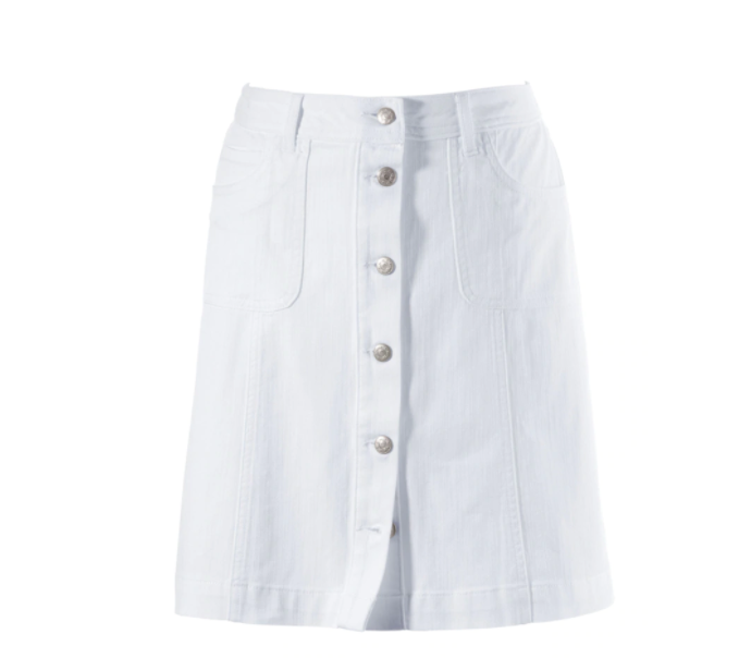 Jupe en jean blanche avec fermeture à boutons, Aniston Casual pour CHF 59.90, via Jelmoli Versand
