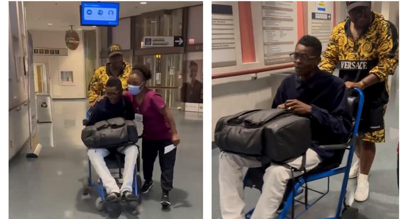 Singer Jose Chameleone being wheeled out of Hospital