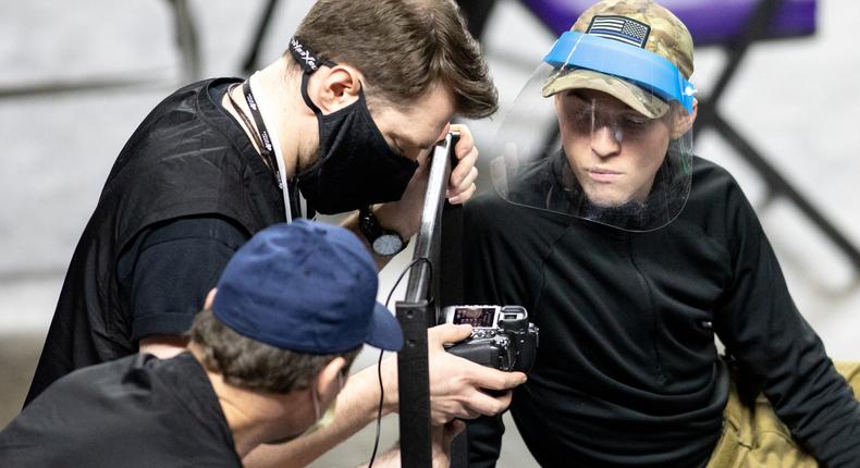 Contractors working for Cyber Ninjas, who was hired by the Arizona State Senate, examine and recount ballots from the 2020 general election at Veterans Memorial Coliseum on May 1, 2021 in Phoenix, Arizona. The Maricopa County ballot recount comes after two election audits found no evidence of widespread fraud.
