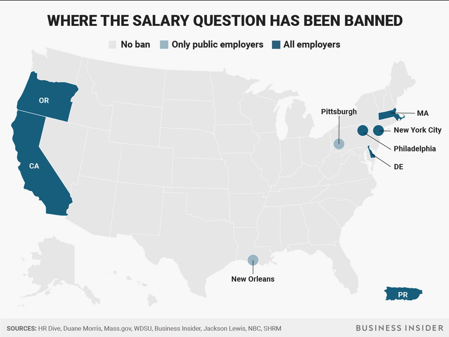 You won't have to answer questions about your previous salary in these cities and states.