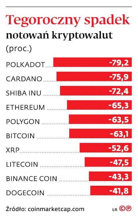 Tegoroczny spadek notowań kryptowalut