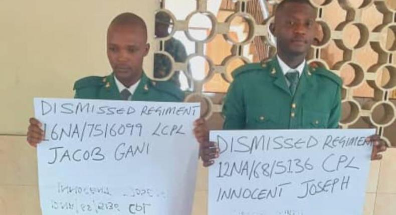 Corporal Innocent Joseph and Lance Corporal Jacob Gani have been dismissed from the Nigerian Army. [NA]