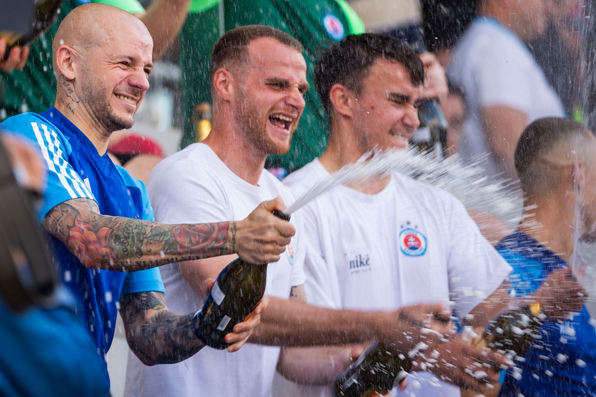 Oslavy ŠK Slovan Bratislava po získaní šiesteho titulu za sebou.