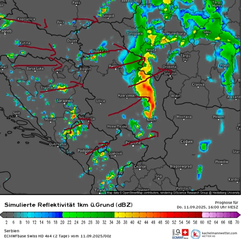 Kretanje nevremena 11. septembra