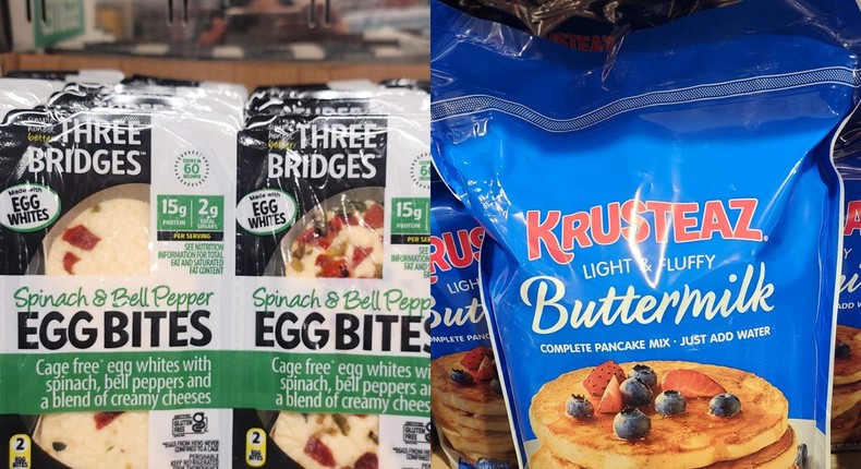 I like to buy quick breakfasts like the Three Bridges egg bites and the Krusteaz pancake mix.Veronica Thatcher