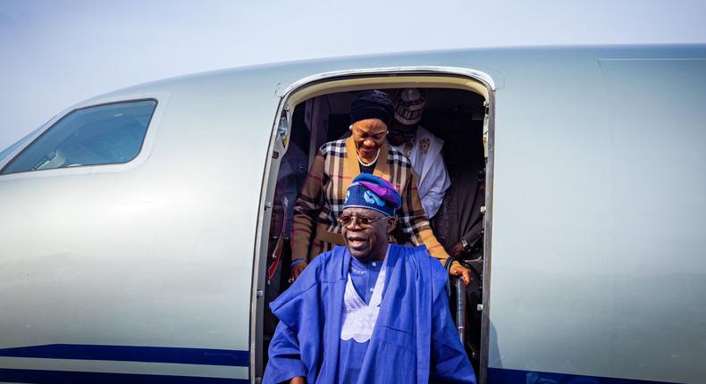 The president-elect, Bola Tinubu, only just returned to Nigeria after over a month away abroad [Twitter/@officialABAT]