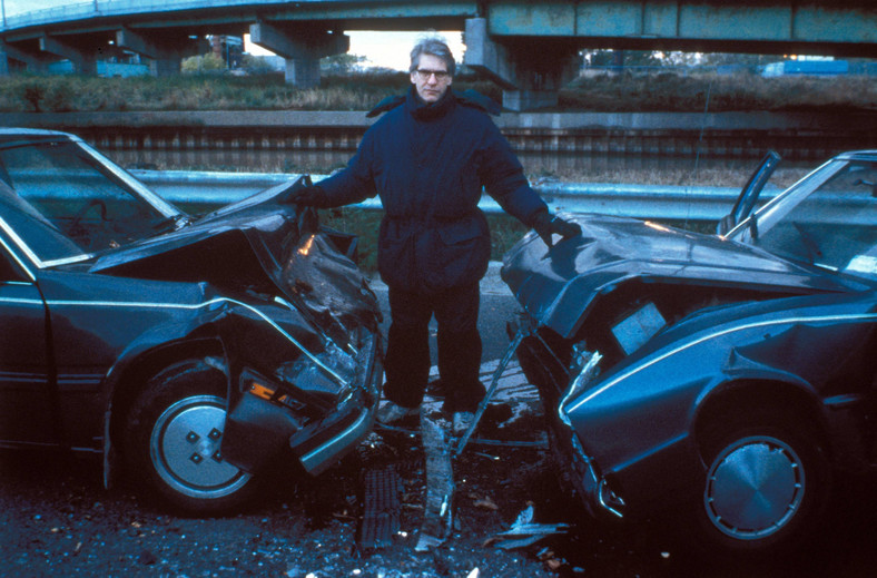 David Cronenberg na planie filmu "Crash. Niebezpieczne pożądanie"