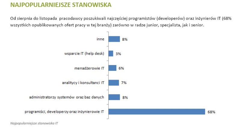 Najpopularniejsze stanowiska w branży IT