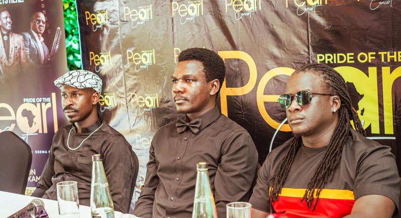 Ssewa Ssewa, Kenneth Mugabi,  Myko Ouma announcing their upcoming concert at the Kampala Sheraton