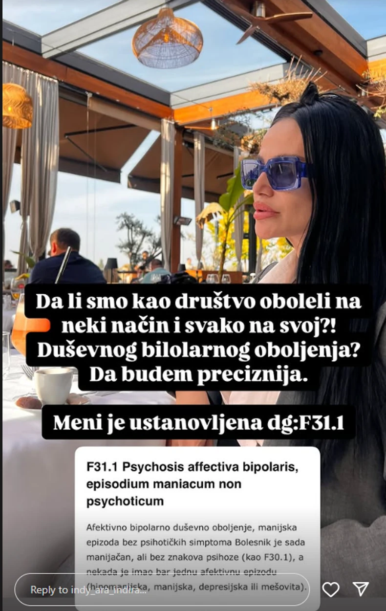 Indi Aradinović otkrila koju dijagnozu ima