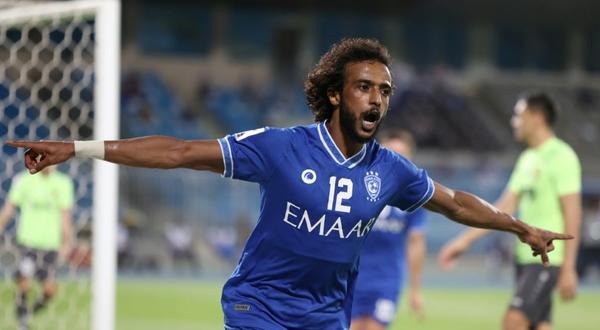 Yasir al-Shahrani celebrates the third goal for Saudi Arabia's Al Hilal in the 3-0 win against Uzbekistan's AGMK in AFC Champions League Group A on Tuesday Creator: Fayez Nureldine