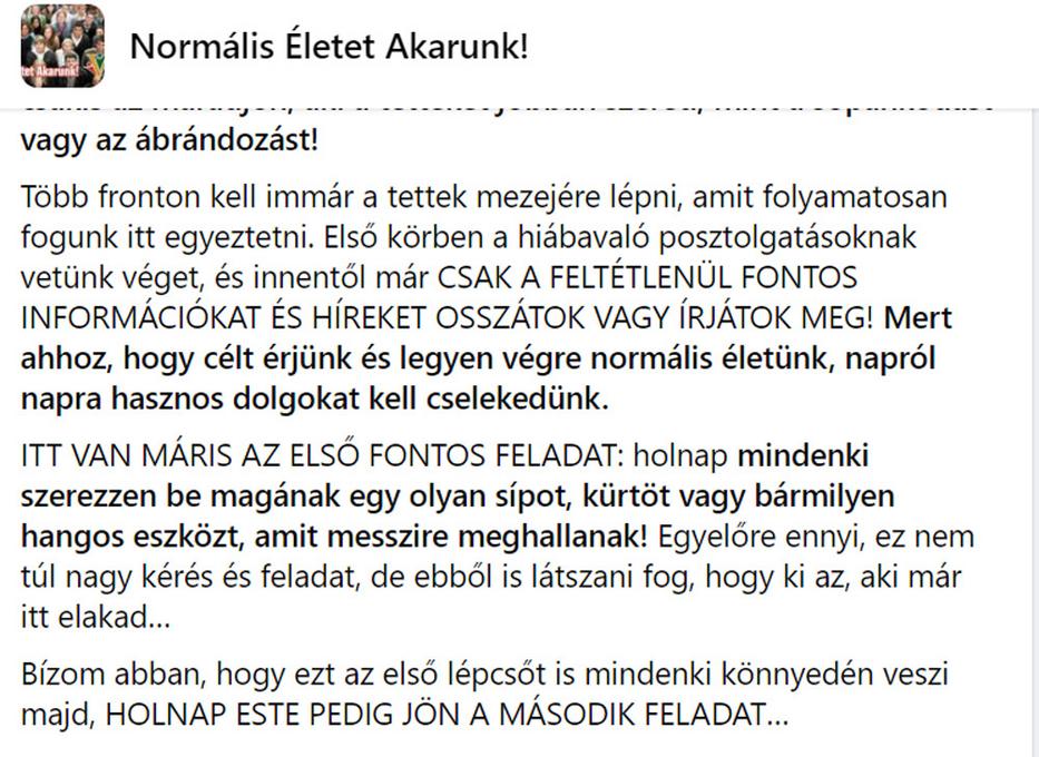 Ezt írta tegnap a Facebook-csoportjában