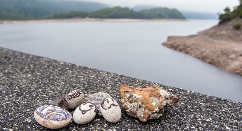 Pet rocks on the edge of Lake Mackintos in Tasmania, Australia.Leisa Tyler/LightRocket via Getty Images