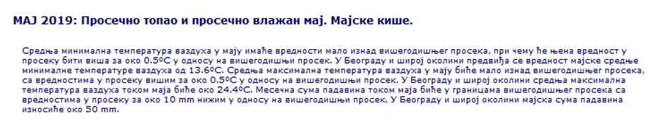 Sezonska prognoza za maj