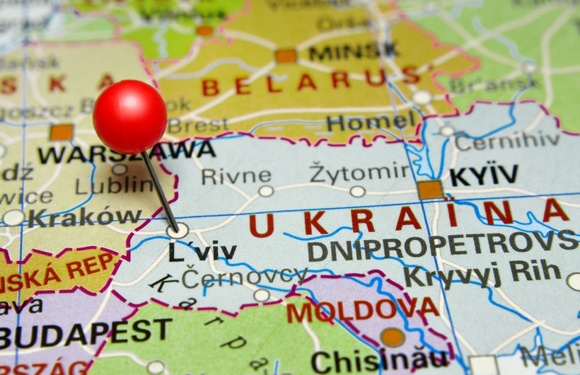 Mapa Ukrainy - Lwów
