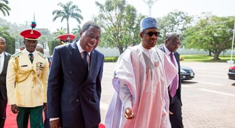 President Muhammadu Buhari meets with Benin Republic counterpart, Boni Yayi in Abuja on December 8, 2015