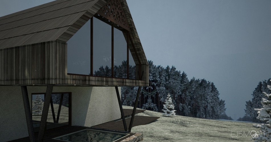 Dom letniskowy: drewno i beton - projekt Ejsmont