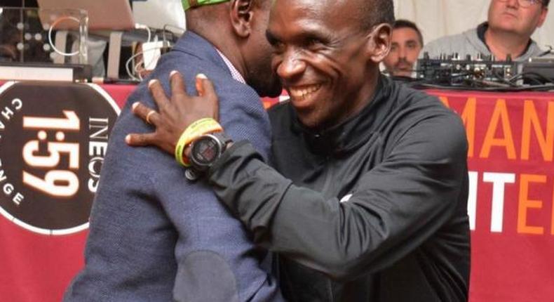 DP Ruto parties with Eliud Kipchoge in Vienna after historic INEOS 1:59 challenge victory 