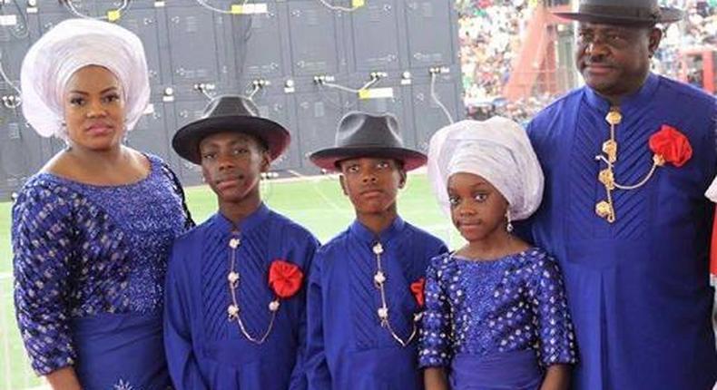 Governor Nyesom Wike and family.