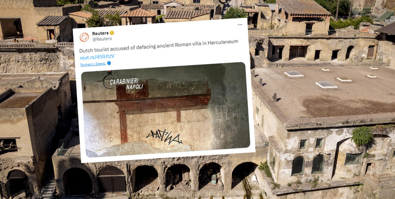 Turysta zniszczył ścianę starożytnej willi. Postanowił złożyć swój "autograf"