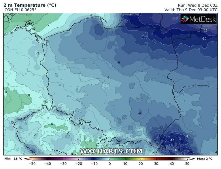 Największy mróz zapowiadamy na północnym wschodzie