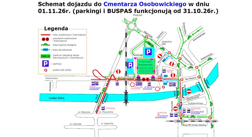 Cmenatrz Osobowicki  - organizacja ruchu