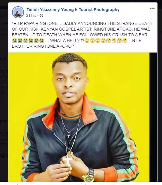 Singer Ringtone Apoko speaks out after being “Killed” on the Internet