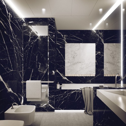 Złota 44: Pakiet wykończeń Timeless Chic - Opal Sensation - styl dark, wizualizacja łazienki